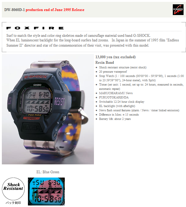 【ジャンク】CASIO G-SHOCK 1269 DW-8060エンドレスサマー DW-8060D-1